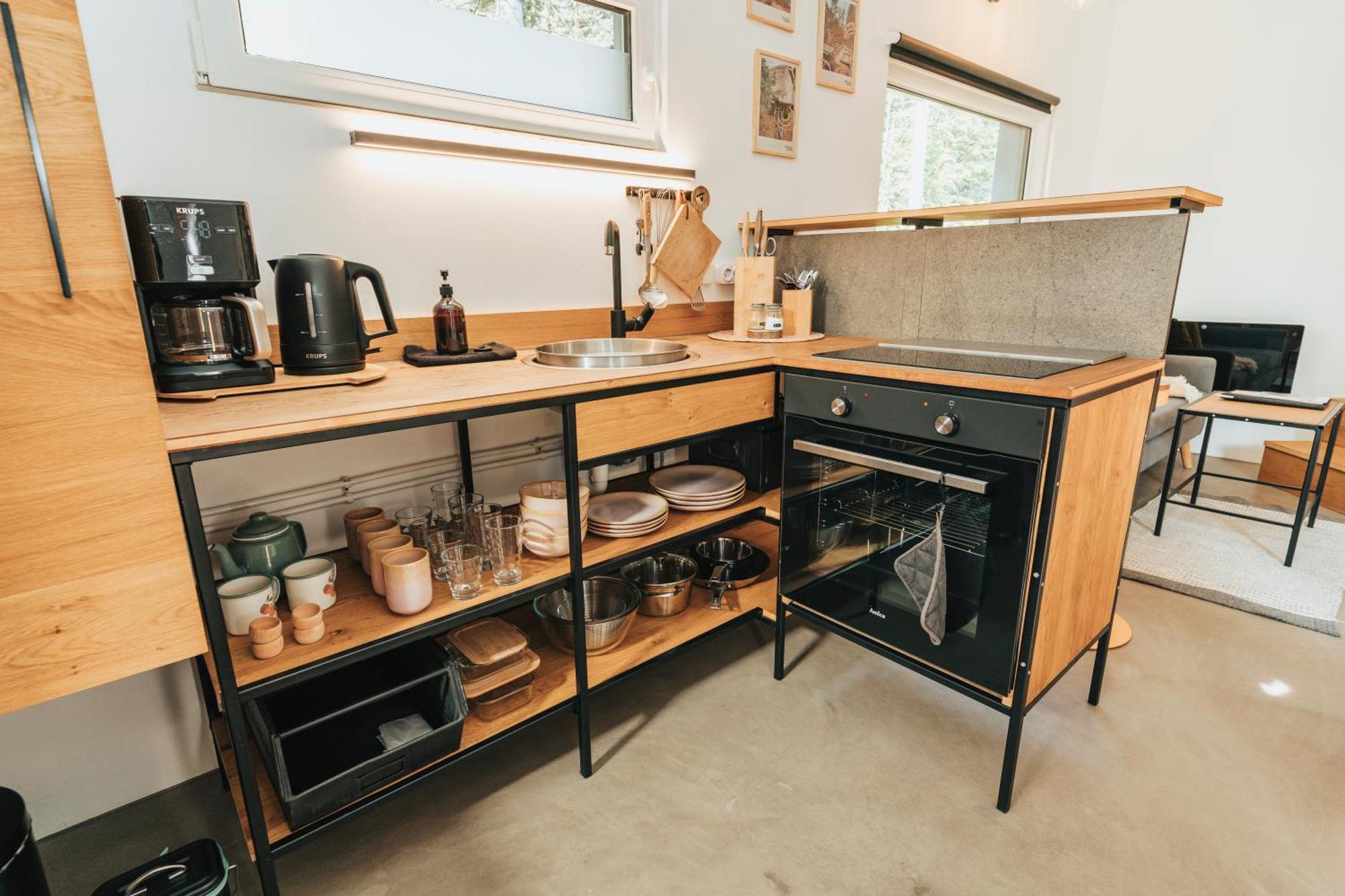Modernes Tinyhouse Trailer Cabins Am Waldrand - Mit Seezugang Eging Dış mekan fotoğraf